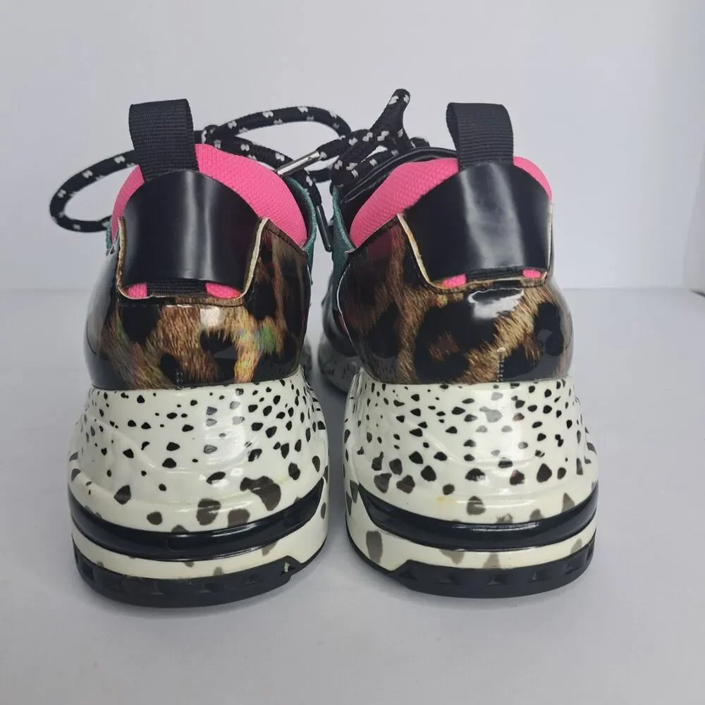 Steve Madden Cliff Sneaker Multi Bright Animal Print Pink Blue Gray Size 10M